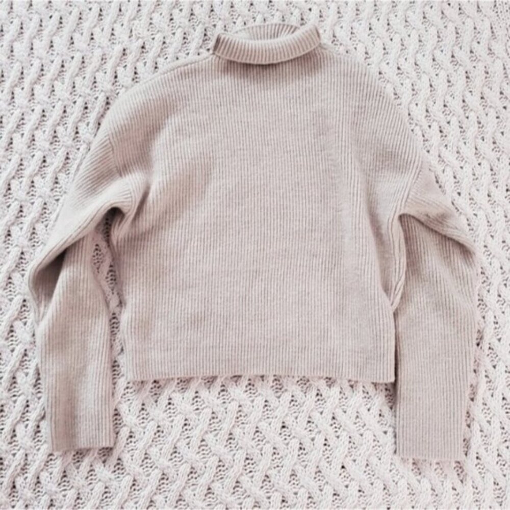 RETROD Beige Knit Mock Sweater